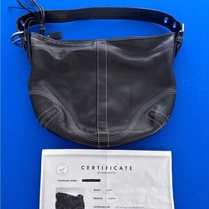 Coach VTG Leather hobo Shoulder Bag with cert of authenticity
